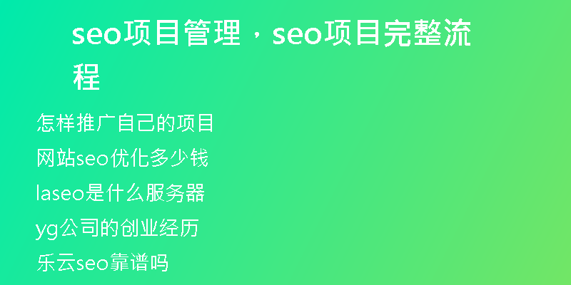 seo項目管理，seo項目完整流程
