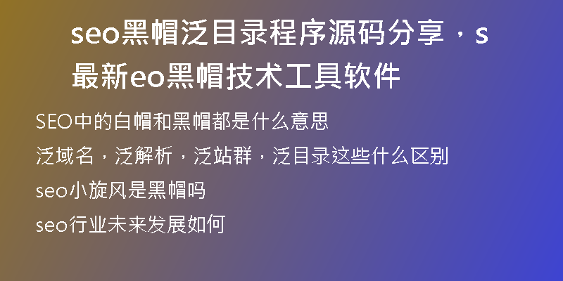 seo黑帽泛目錄程序源碼分享，最新seo黑帽技術(shù)工具軟件