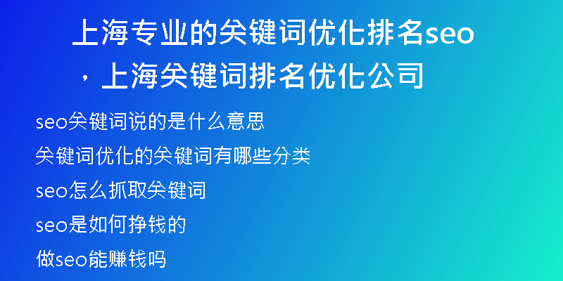 上海專業(yè)的關鍵詞優(yōu)化排名seo，上海關鍵詞排名優(yōu)化公司