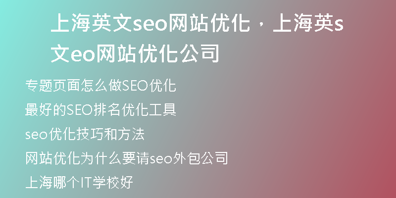 上海英文seo網(wǎng)站優(yōu)化，上海英文seo網(wǎng)站優(yōu)化公司