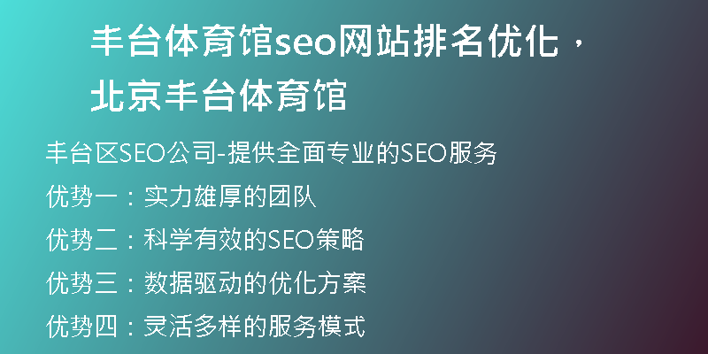 豐臺(tái)體育館seo網(wǎng)站排名優(yōu)化，北京豐臺(tái)體育館