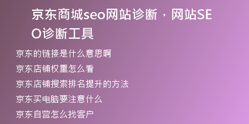京東商城seo網(wǎng)站診斷，網(wǎng)站SEO診斷工具