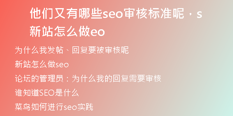他們又有哪些seo審核標(biāo)準(zhǔn)呢，新站怎么做seo